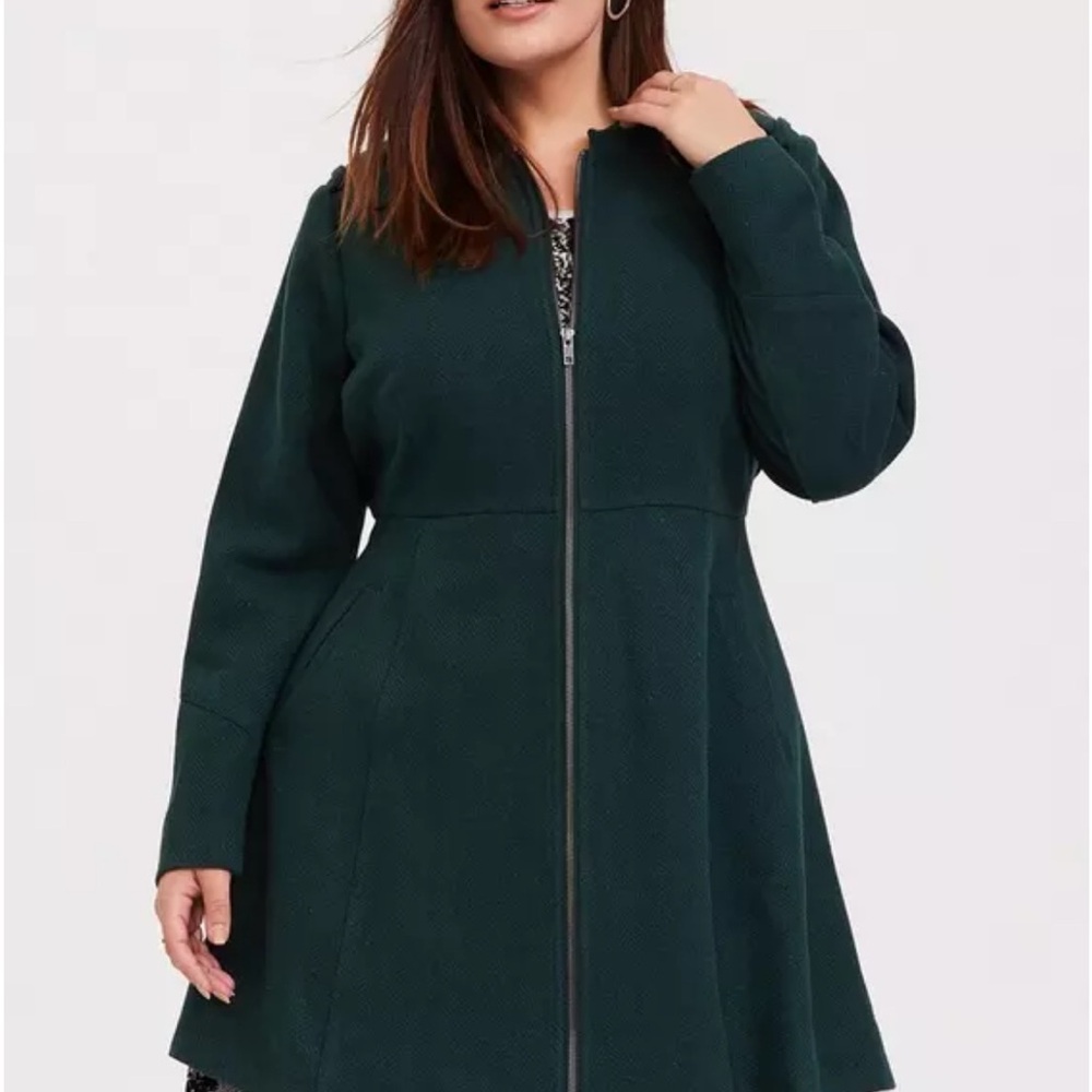 Torrid Dark Green Wool Fit and Flare Coat 5X